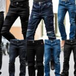Bikerjeans i forskellige stilarter